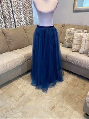 New Large 32 inches Waist Navy Tulle Tutu Maxi Skirt